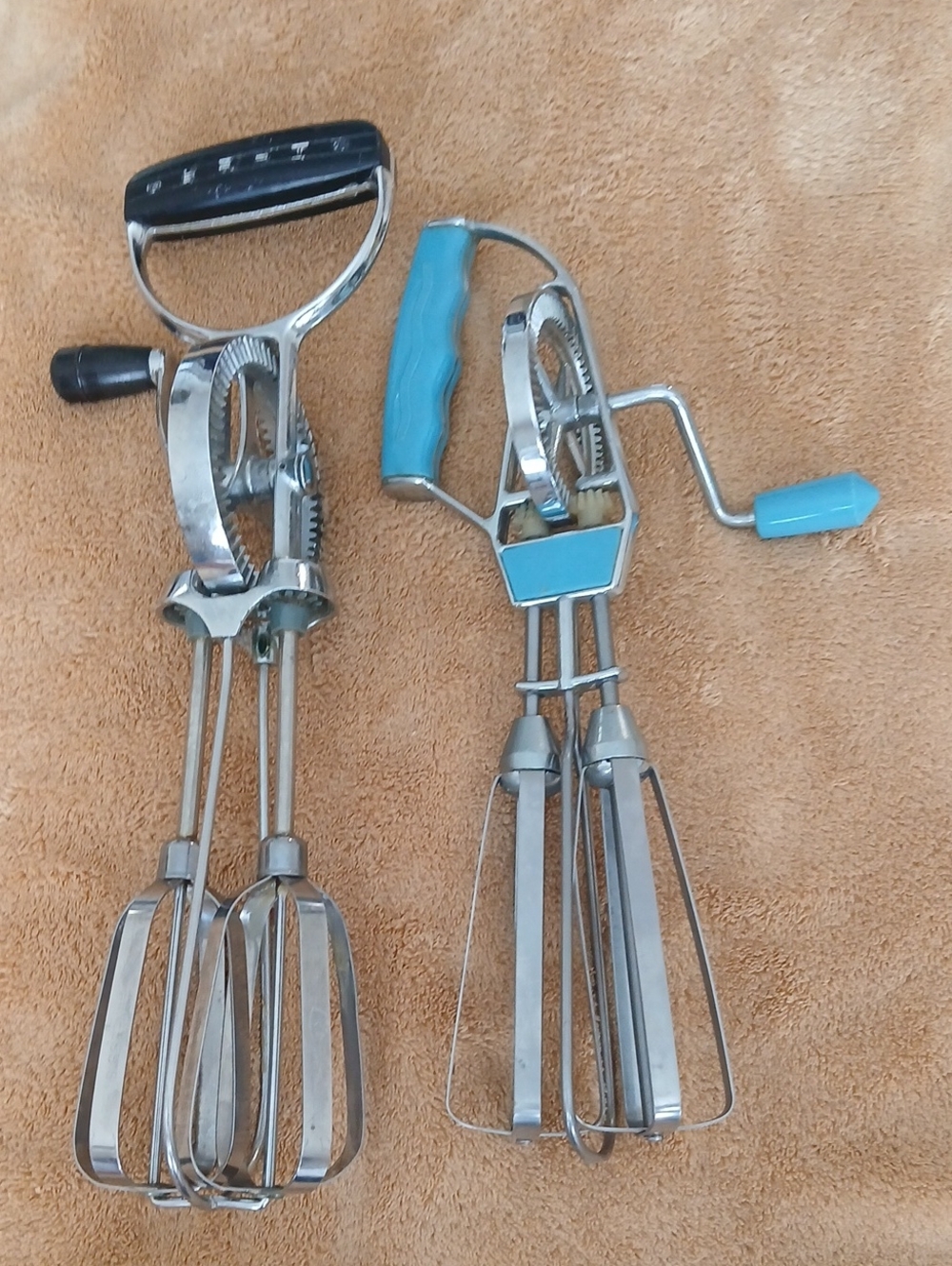 Pair Of Vintage Handheld Manual Egg Beaters.